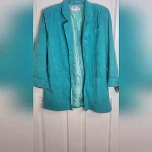 UltraSuede 8 Turquoise Suede Leather Western Boho Pockets Women’s Opened Blazer